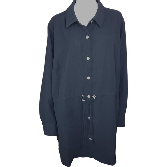 Girl With Curves Tops - Girl With Curves Button Shirt Jacket with Adjustable Waist Black 2X NWOT